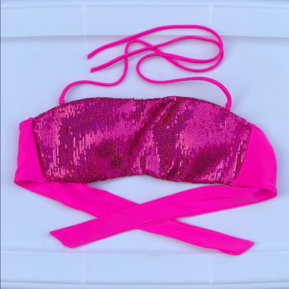 Victoria Secret Bandeau Sequin Bikini Top sz S